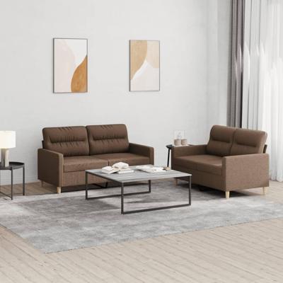 2-delige Loungeset met kussens stof bruin