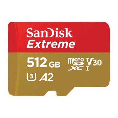 SanDisk SanDisk Extreme - Flash-Speicherkarte (microSDXC-an-SD-Adapter inbegriffen) microSDHC-kaart 512 GB Class 10 UHS-I Schokbestendig, Waterdicht