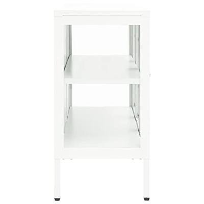 Dressoir 105x35x70 cm staal en glas wit