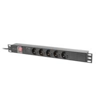 Lanberg PDU-05F-0200-BK energiedistributie 5 AC-uitgang(en) 1U Zwart - thumbnail