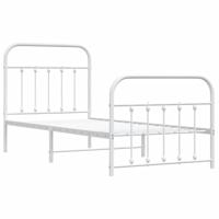 Bedframe met hoofd- en voeteneinde metaal wit 90x200 cm - thumbnail