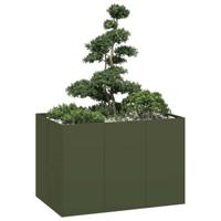 VidaXL Plantenbak 120x80x80 cm staal olijfgroen - thumbnail