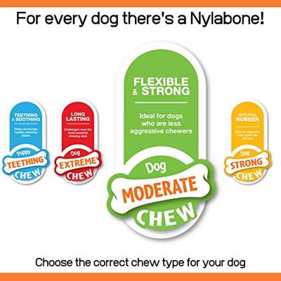 Nylabone, Matige kauwbot voor honden, flexibele kauwbotten, smaken kip en spek, extra klein, geschikt voor honden tot 7 kg, verpakking van 3 stuks