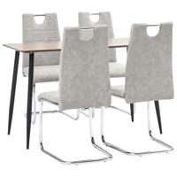 vidaXL 5-delige Eethoek kunstleer lichtgrijs - thumbnail