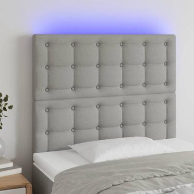 Hoofdbord LED 80x5x78/88 cm stof lichtgrijs - thumbnail