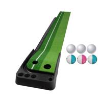 PGM Golf Putting Mat Push-Rod Trainer 3m met drie zachte ballen & drie Bicolor ballen & Auto bal terugkeer Fairway (groen) - thumbnail