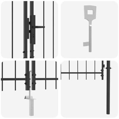 Tuinpoort met slot Grijs 150 x 300 cm Staal