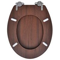 VidaXL Toiletbril soft-close simpel ontwerp mdf bruin - thumbnail