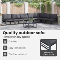 Tuinbankenset met kussen 8 pcs Zwart Staal - thumbnail