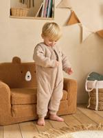 Jumpsuit met voetjes PETIT CHAT, afneembare lange mouwen gemêleerd beige - thumbnail