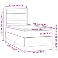 Boxspring met matras stof crèmekleurig 90x200 cm - thumbnail
