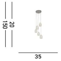 Searchlight 5-lichts vide hanglampCyclone grijs - 97291-5CL - thumbnail