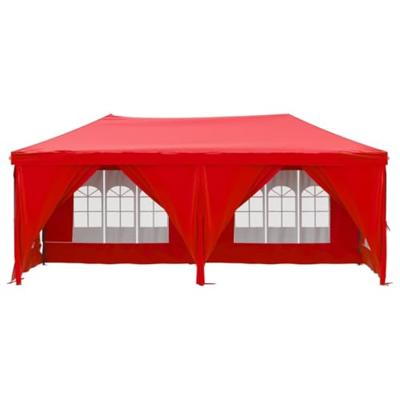 Partytent inklapbaar met zijwanden 3x6 m rood - thumbnail