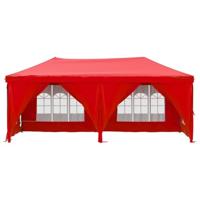 VidaXL Partytent inklapbaar met zijwanden 3x6 m rood - thumbnail
