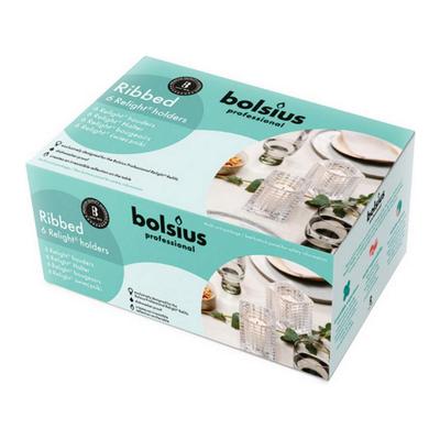 Bolsius - Professional Relight Houder Ribbed Transparant - 6 stuks Bolsius - Professional Relight Houder Ribbed Transparant - 6 stuks