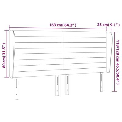Hoofdbord met randen 163x23x118/128 cm fluweel donkergroen