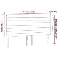 Hoofdbord met randen 163x23x118/128 cm fluweel donkergrijs - thumbnail