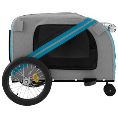 Hondenfietstrailer oxford stof en ijzer blauw en grijs - thumbnail
