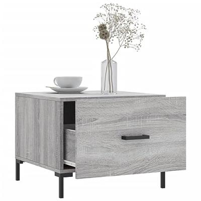 Salontafel 50x50x40 cm bewerkt hout grijs sonoma eiken