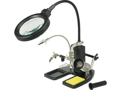 TOOLCRAFT 826054 LED-loeplamp met derde hand Vergrotingsfactor=2 x, 4 x Energielabel 2021 n.v.t.