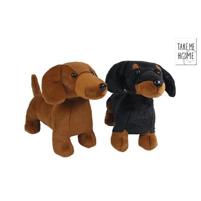 Take Me Home knuffel pluche - teckel donkerbruin, 33cm
