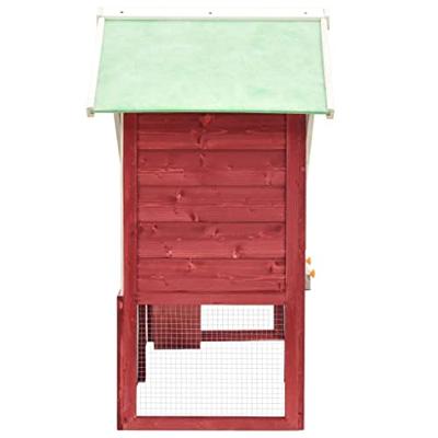 VidaXL Konijnenhok 140x63x120 cm massief vurenhout rood en wit