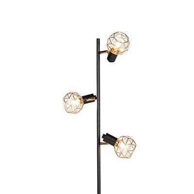 QAZQA Vloerlamp zwart met koper 3-lichts - Mesh QAZQA Vloerlamp zwart met koper 3-lichts - Mesh