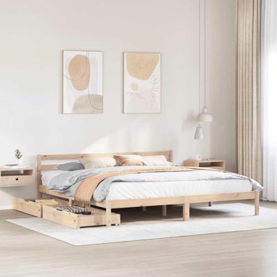Bedframe zonder matras massief grenenhout 200x200 cm