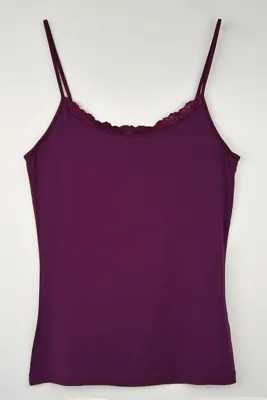 Nina von C dames spaghetti hemd kant - Modal - Kanten onderhemd met smalle bandjes - Luxe singlet