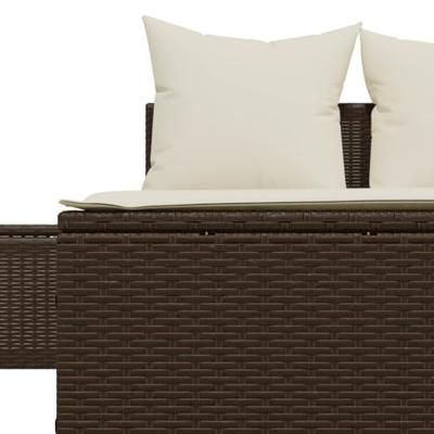 Ligbed 2-persoons met kussens poly rattan bruin Ligbed 2-persoons met kussens poly rattan bruin