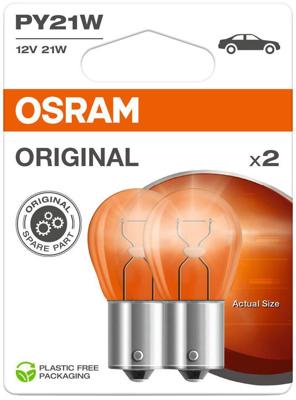 OSRAM kogellamp ball bulb 12v 21w 2pcs. orange blister