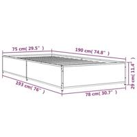 Bedframe bewerkt hout en metaal gerookt eikenkleurig 75x190 cm - thumbnail