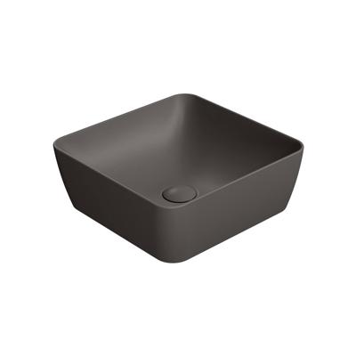 Waskom Sapho Sand Vierkant 38x14 cm Keramiek Mat Donkerbruin Sapho