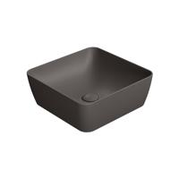 Waskom Sapho Sand Vierkant 38x14 cm Keramiek Mat Donkerbruin Sapho - thumbnail
