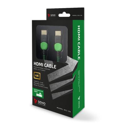 Savio GCL-06 HDMI kabel 3 m HDMI Type A (Standaard) Zwart, Groen
