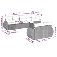7-delige Loungeset met kussens poly rattan beige - thumbnail