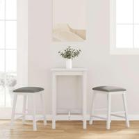 Barstoelen met kussens 2 st massief hout rubber wit - thumbnail