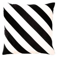 Dutch Decor - PEBBE - Kussenhoes velvet 45x45 cm - raven - zwart - wit - strepen - thumbnail