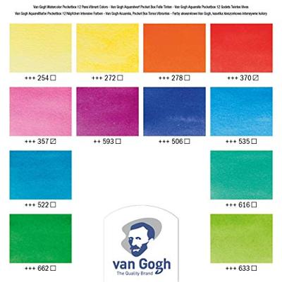 Van Gogh • aquarelverf pocket box felle tinten met 12 kleuren in halve napjes