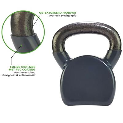 Tunturi Vinyl Kettlebell l 14KG l grijs
