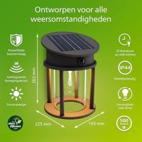 Philips LED Geri 929004633001 Wandlamp op zonne-energie met bewegingsmelder LED 3.2 W Zwart - thumbnail