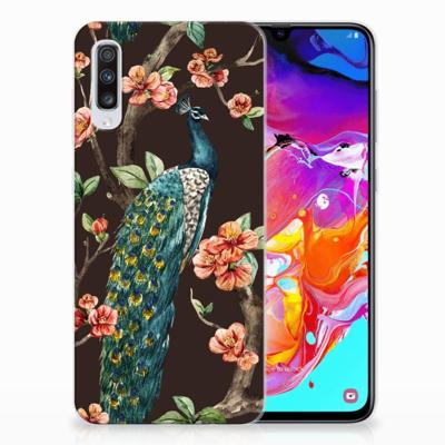 Samsung Galaxy A70 | TPU Hoesje | Pauw met Bloemen Samsung Galaxy A70 | TPU Hoesje | Pauw met Bloemen