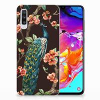 Samsung Galaxy A70 | TPU Hoesje | Pauw met Bloemen - thumbnail