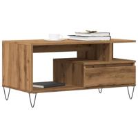 Salontafel 90x49x45 cm bewerkt hout artisanaal eikenkleurig - thumbnail