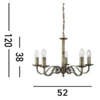 Searchlight Landelijke kroonluchterRichmond 5-lichts 52cm antiek brons - 1505-5AB - thumbnail