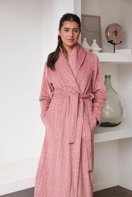 Fleece oudroze badjas overslag