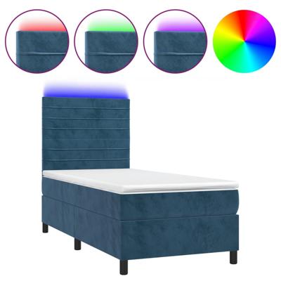Boxspring met matras en LED fluweel donkerblauw 140x190 cm - thumbnail