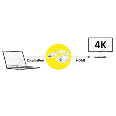 ROLINE DisplayPort/HDMI Adapter, v1.4, HDR 10, DP Male - HDMI Female, Actief