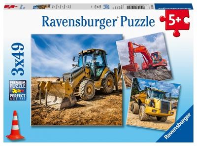 Ravensburger - bouwmachines aan het werk puzzel 3x49st.
