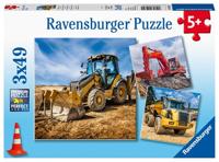 Ravensburger - bouwmachines aan het werk puzzel 3x49st. - thumbnail